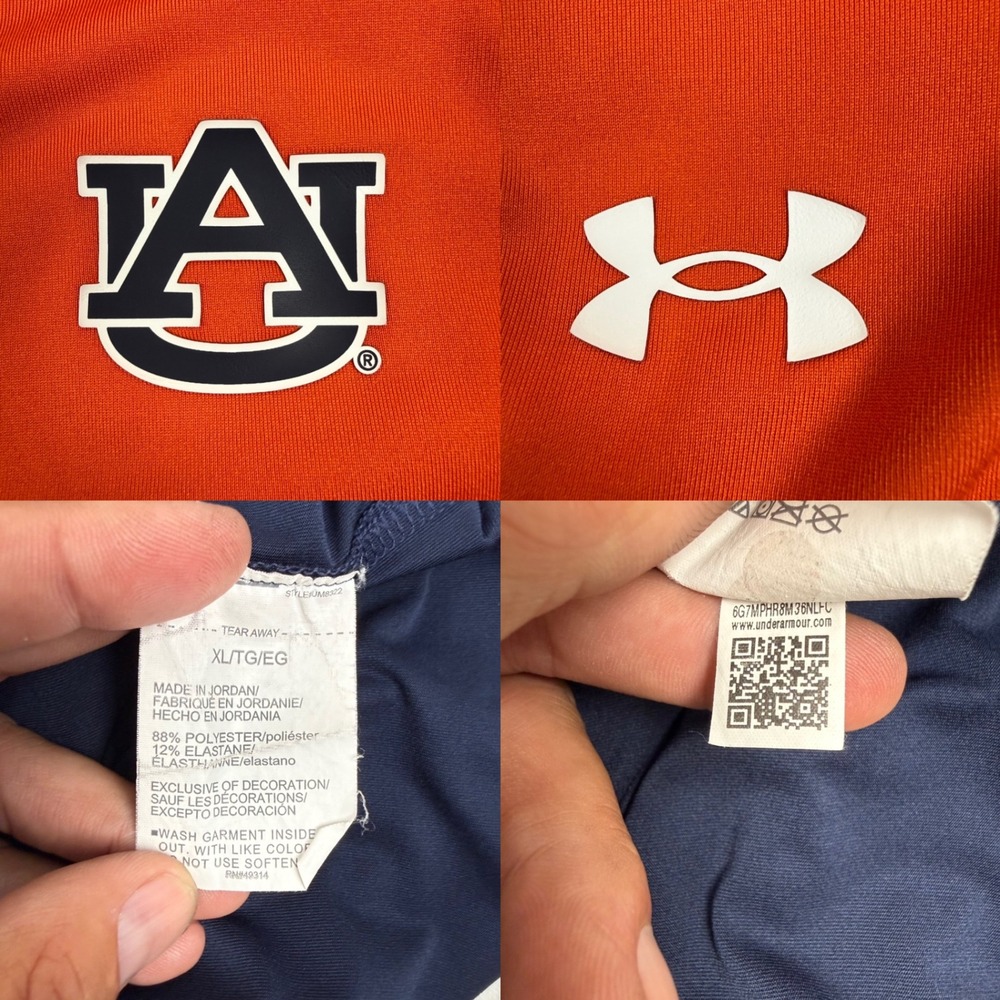 Under Armour Auburn Tigers Colorblock Polo Shirt Mens XL Orange Navy HeatGear - Picture 5 of 8
